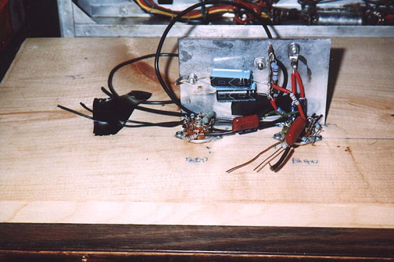 Figure 8 — The replacement audio driver stage built up on a plate at the bench, away from the transmitter, before being fitted. Rebuilding a stage on the bench rather than in the chassis is much the easier wa…