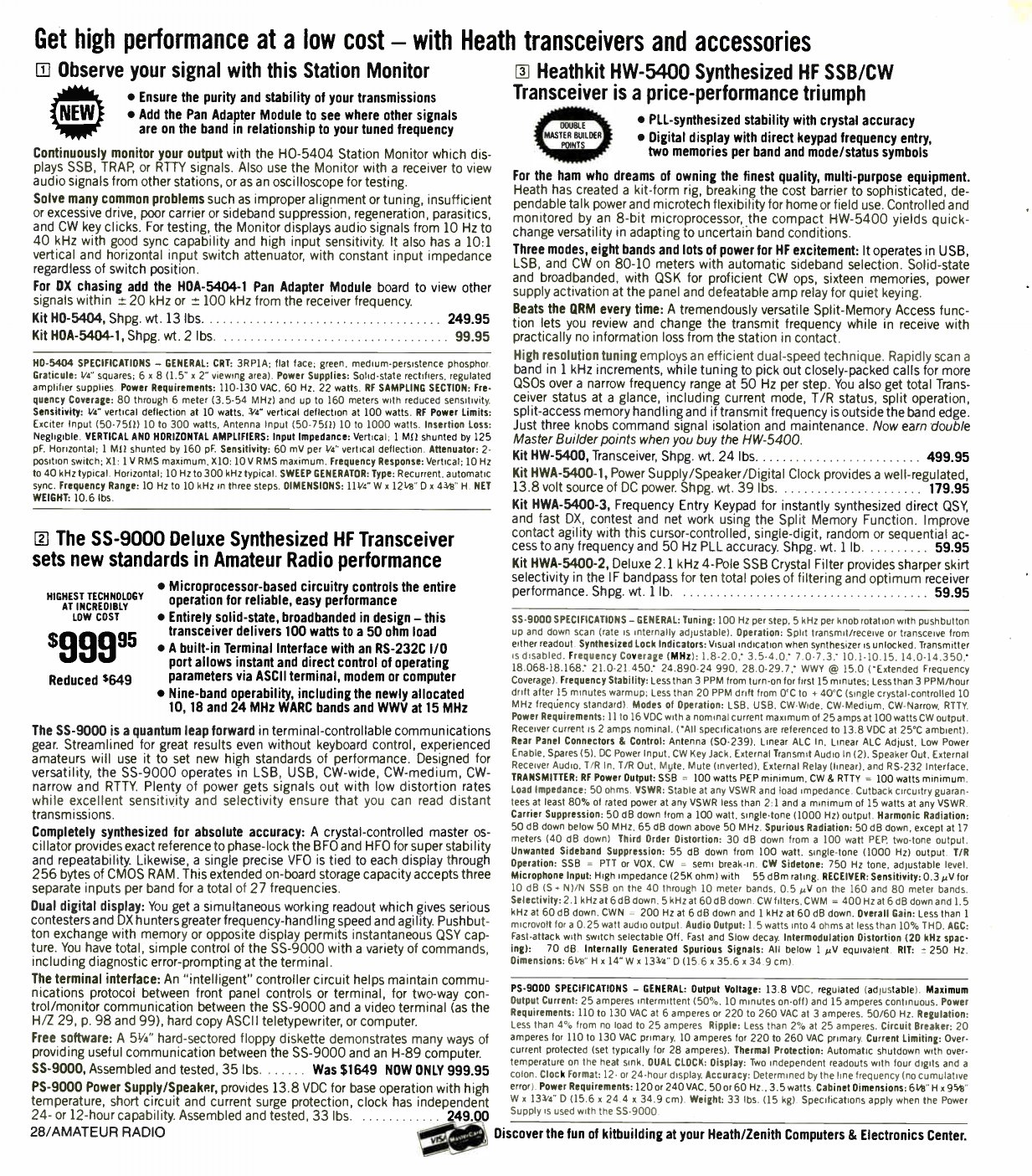 Figure 14 — Fall 1985: the SS-9000, once $2,795, cleared at $999.95, beside the HW-5400 and its accessories.
