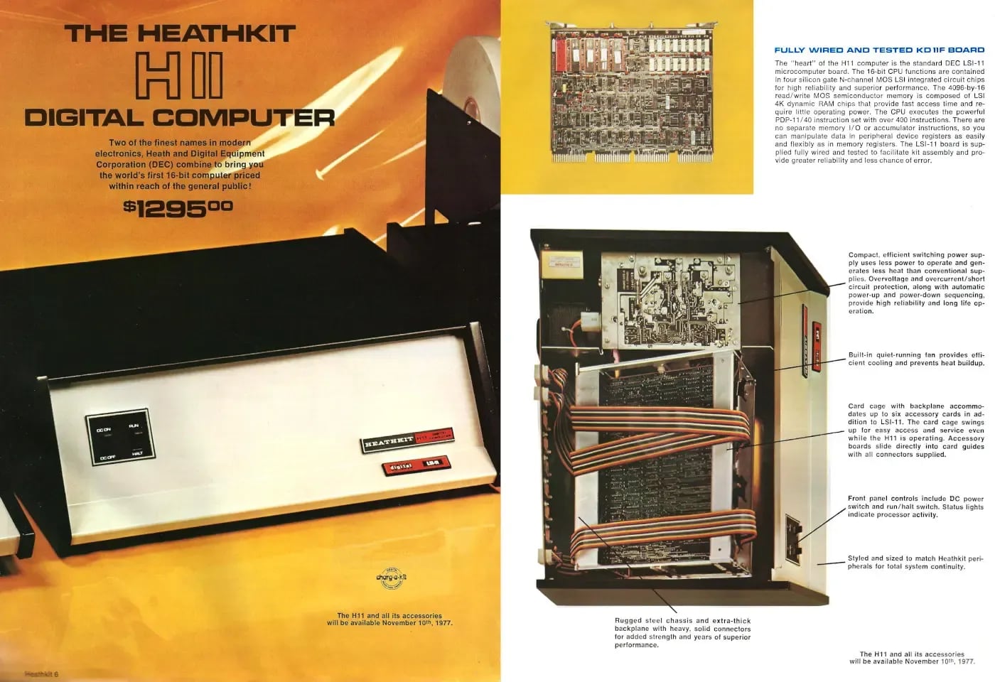 Figure 5 — The H11 advertisement of 1977: "Two of the finest names in modern electronics, Heath and Digital Equipment Corporation (DEC) combine to bring you the world's first 16-bit computer priced within rea…