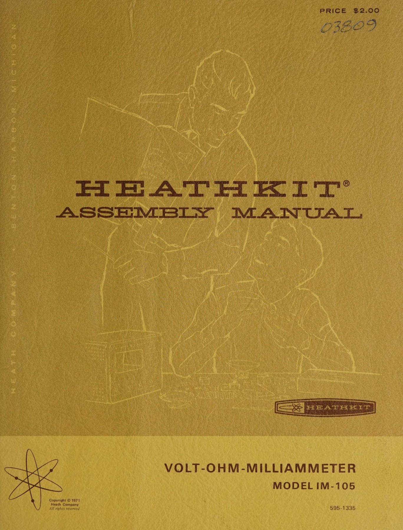 Figure 5 — The IM-105 manual cover: model number, the manual part number 595-1335 at lower right, and "Price $2.00". Someone has written a number on the cover by hand, as owners often did.