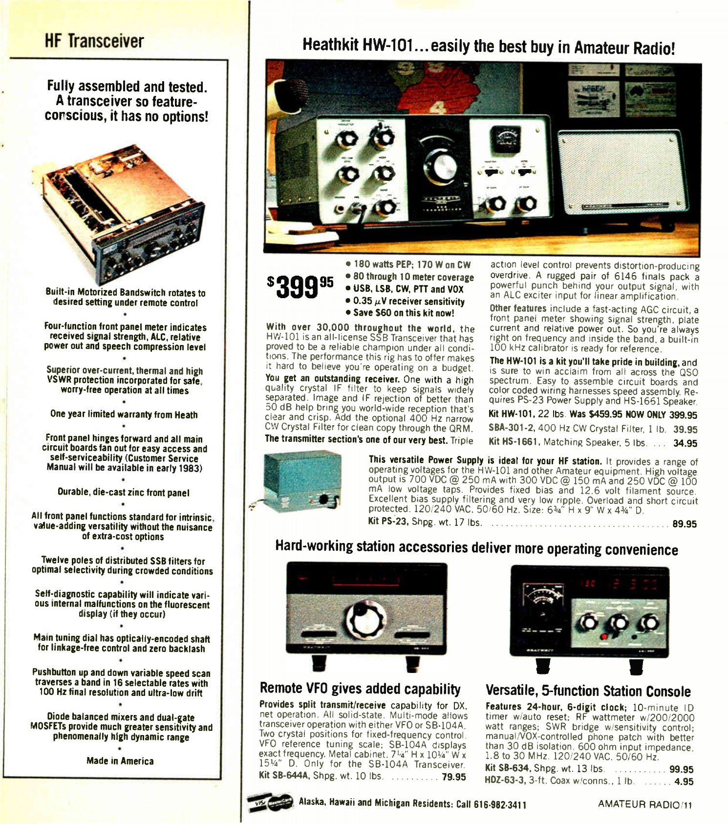 Figure 10 — The end. In the Winter 1983 catalogue the HW-101 appears at $399.95, marked down from $459.95, on a page otherwise given over to the new solid-state gear. It is absent from the Fall 1983 catalogue.