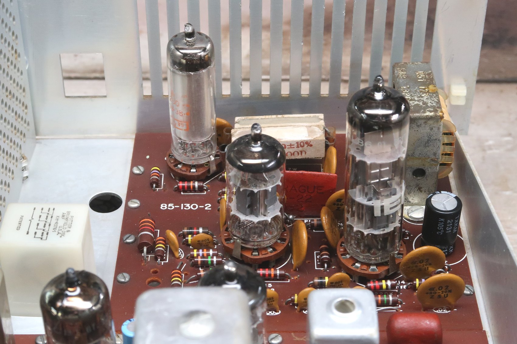 Figure 11 — The audio board (designators 300–399) with the 6GW8 and output transformer T301. The audio output stage is a pentode running class A — a small luxury that has a great deal to do with why the rig is…
