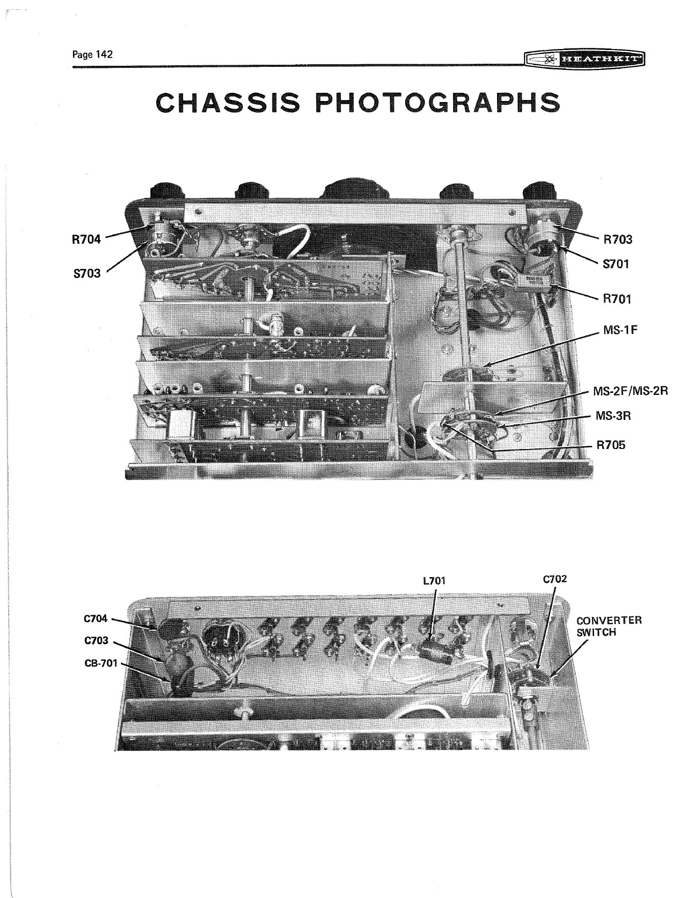 Figure 7 — The SB-303 manual's chassis photograph: plug-in boards in card guides in place of the SB-301's two large boards and point-to-point wiring, but the same coil-cover-and-crystal arrangement at the fro…
